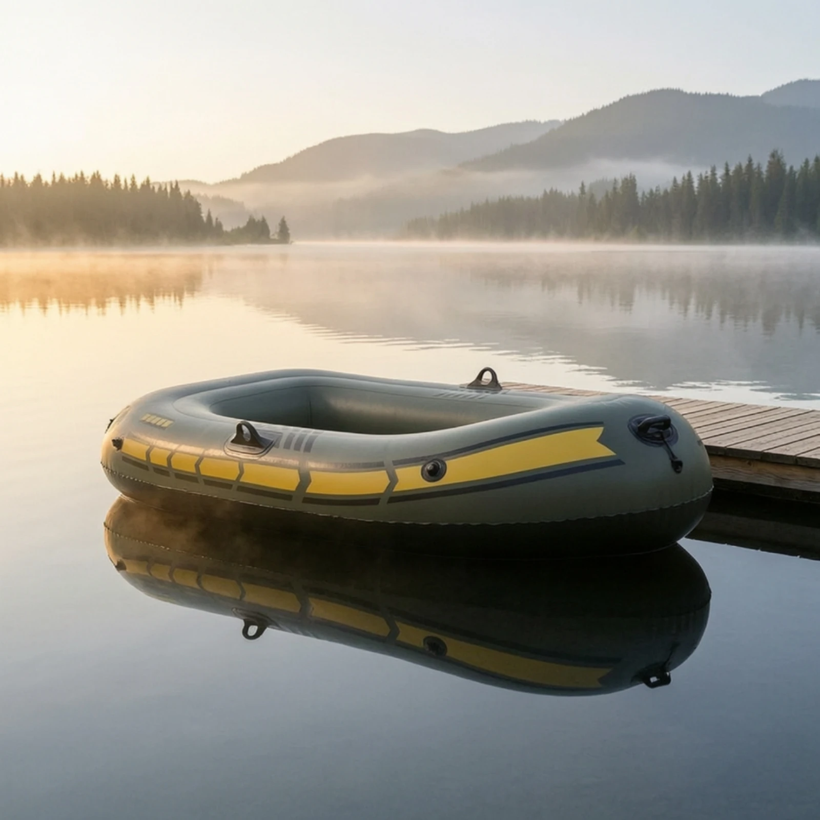 Inflatable Dinghy Comfortable Boat with Ribbed Floor Two Person Boat Heavy Duty Spacious for Anglers, Fishing Trips, Lakes
