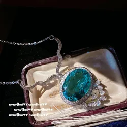 Geometric Cubic Zirconia S925 Silver Pendant Necklace Women Luxury Temperament Female Wedding Trend Neck Accessory Party Jewelry