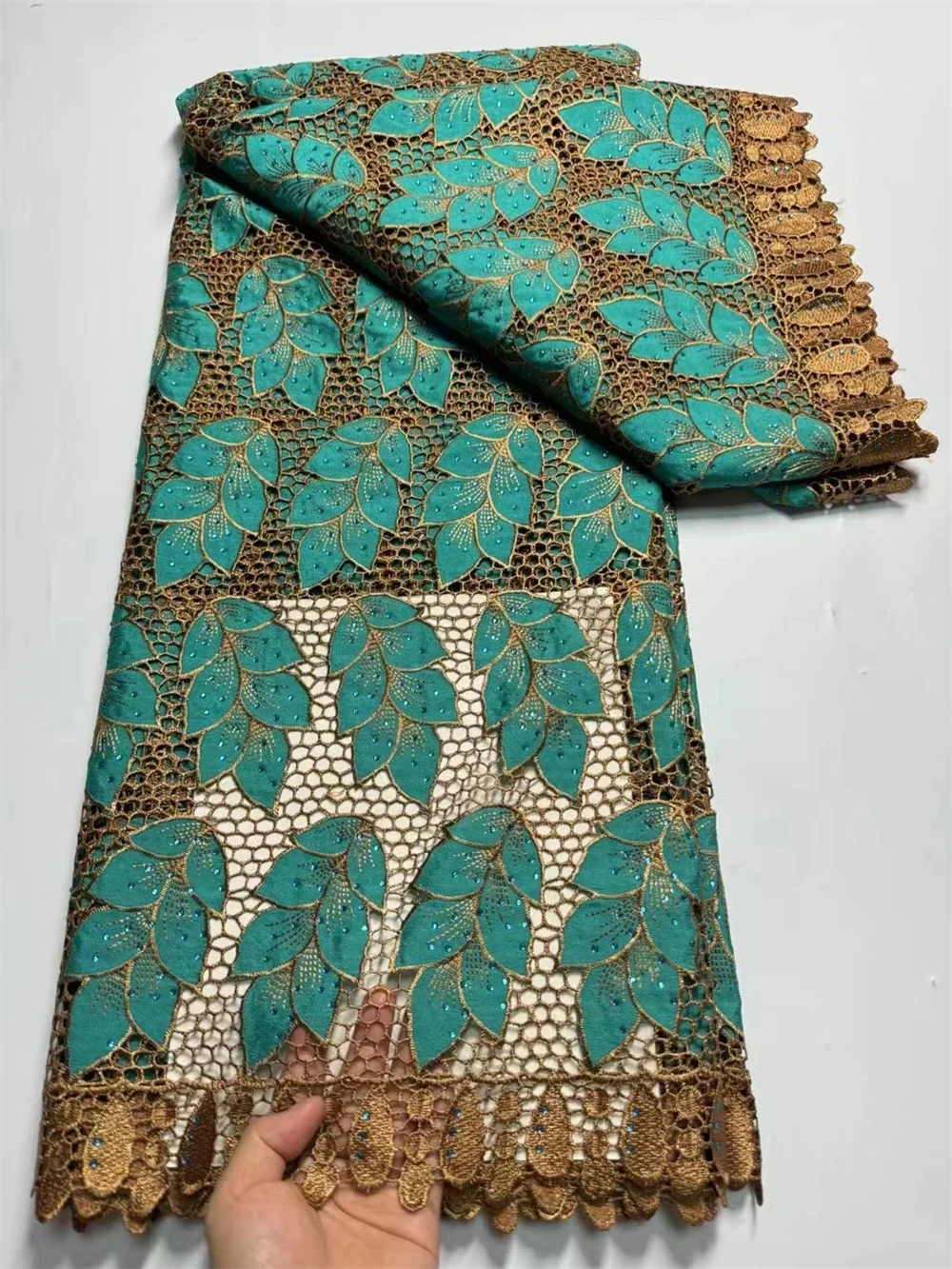 NigWin-Tissu en dentelle Guipure pour femmes, robes de mariée cousues, paillettes africaines solubles dans l'eau, haute qualité, 5 ans, 2024 dernier