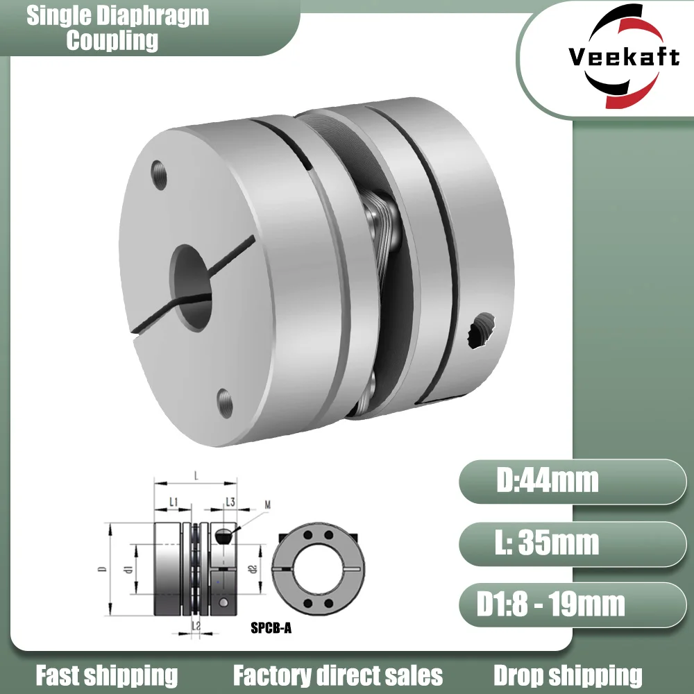 

Aluminum alloy D44L35 single diaphragm coupling elastic joint D44mm L35mm ball screw step servo motor encoder computer FA parts