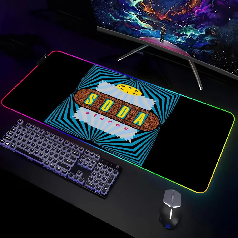 Gustavo Cerati Soda Stereo Mouse Pad Gamer RGB Deskmat Keyboard Mat Gaming Laptops LED Mousepad Desk Protector Anime Mause Mats