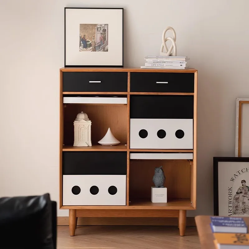 

Шкаф с четырьмя сетками из массива дерева, откидная дверь в стиле ретро, шкаф для хранения журналов в гостиной в стиле Баухаус