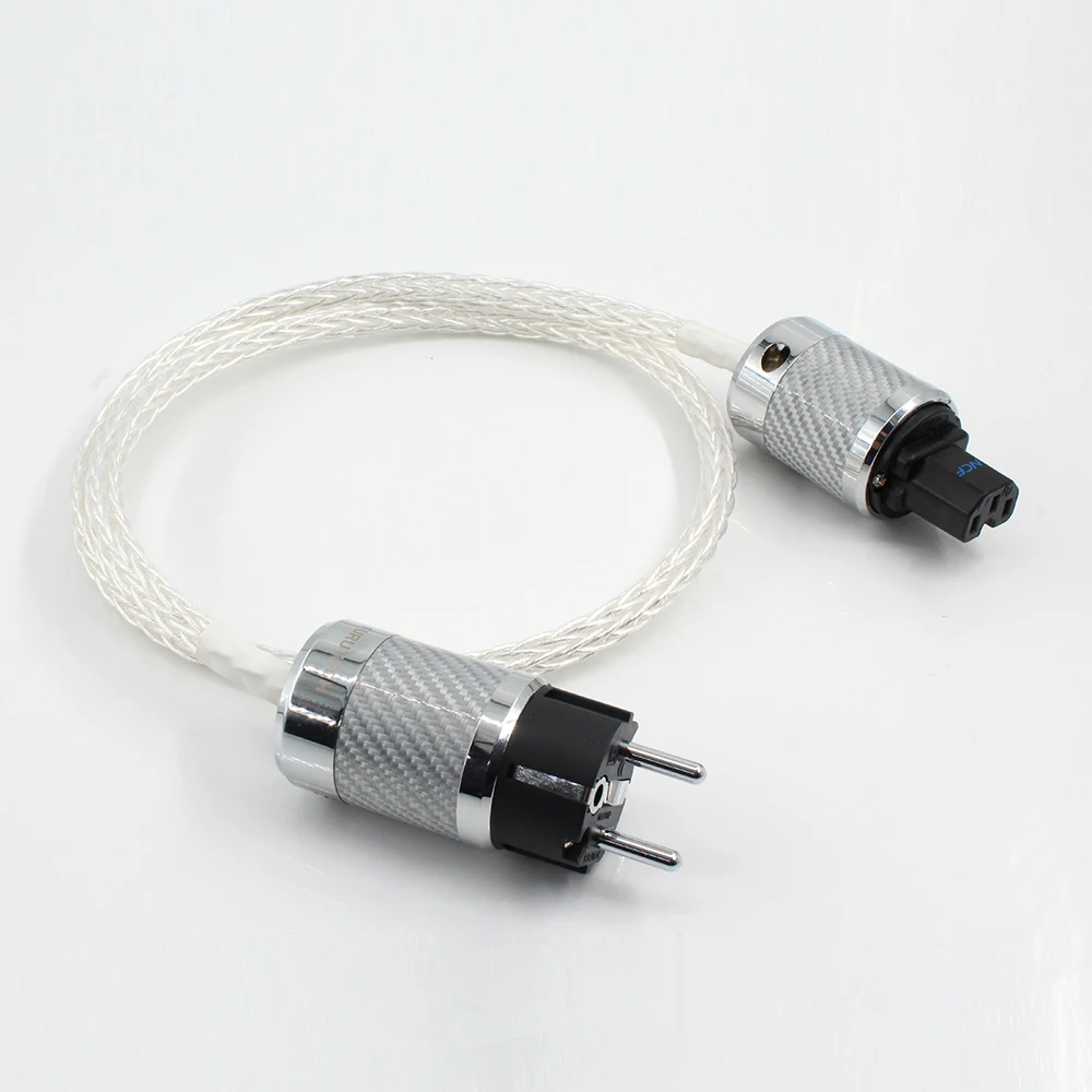 

Hi End 8ag 16core Twist Silver plated OCC Power Cable Carbon EU Power cable schuko supply wire hifi extend cable