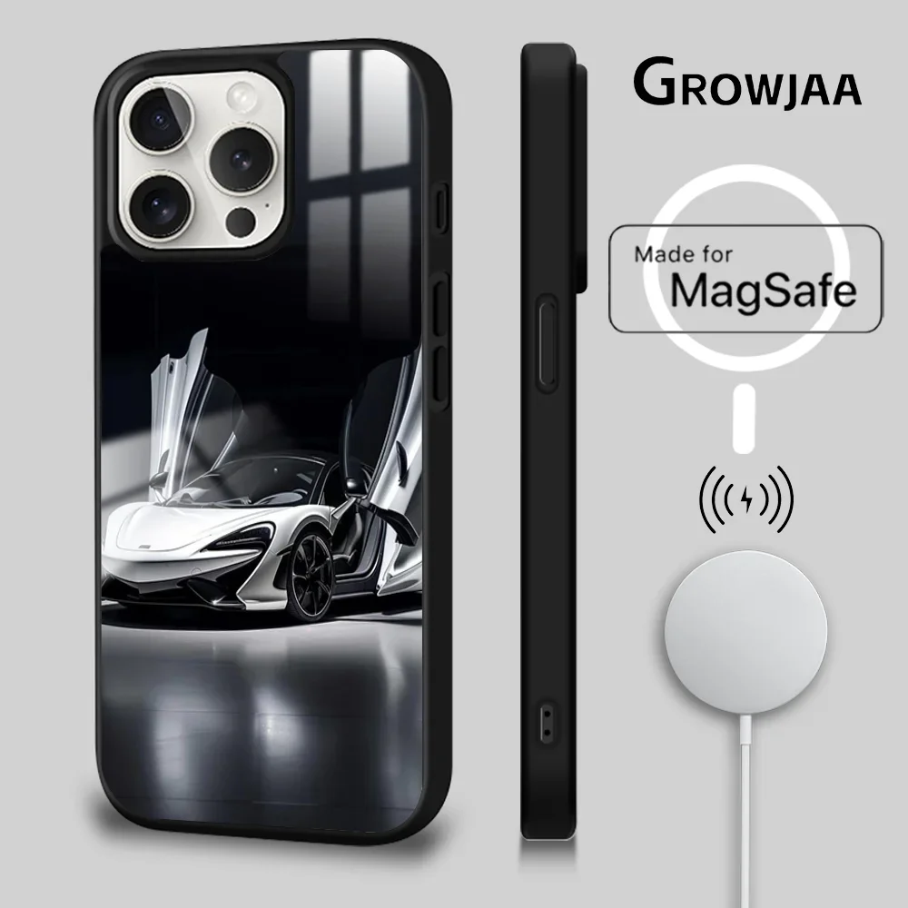 SuperCar M-McLarens-s Phone Case For iPhone 16 15 14 13 12 11 Pro Max Plus Mini New Magsafe Mirror Wireless Magnetic Cover