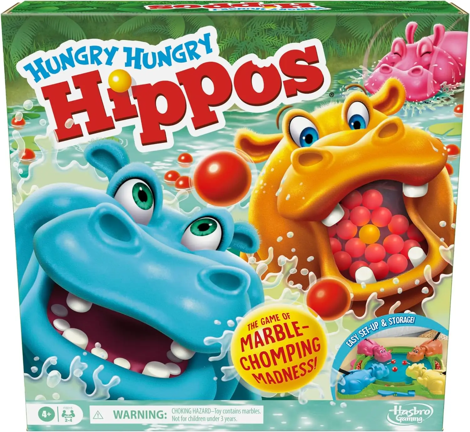 Hungry Hippo Game for Preschool Children | Instant Marble Heavyweight, Easy to Set up and Store 2 to 4 Players | Children\'s Game