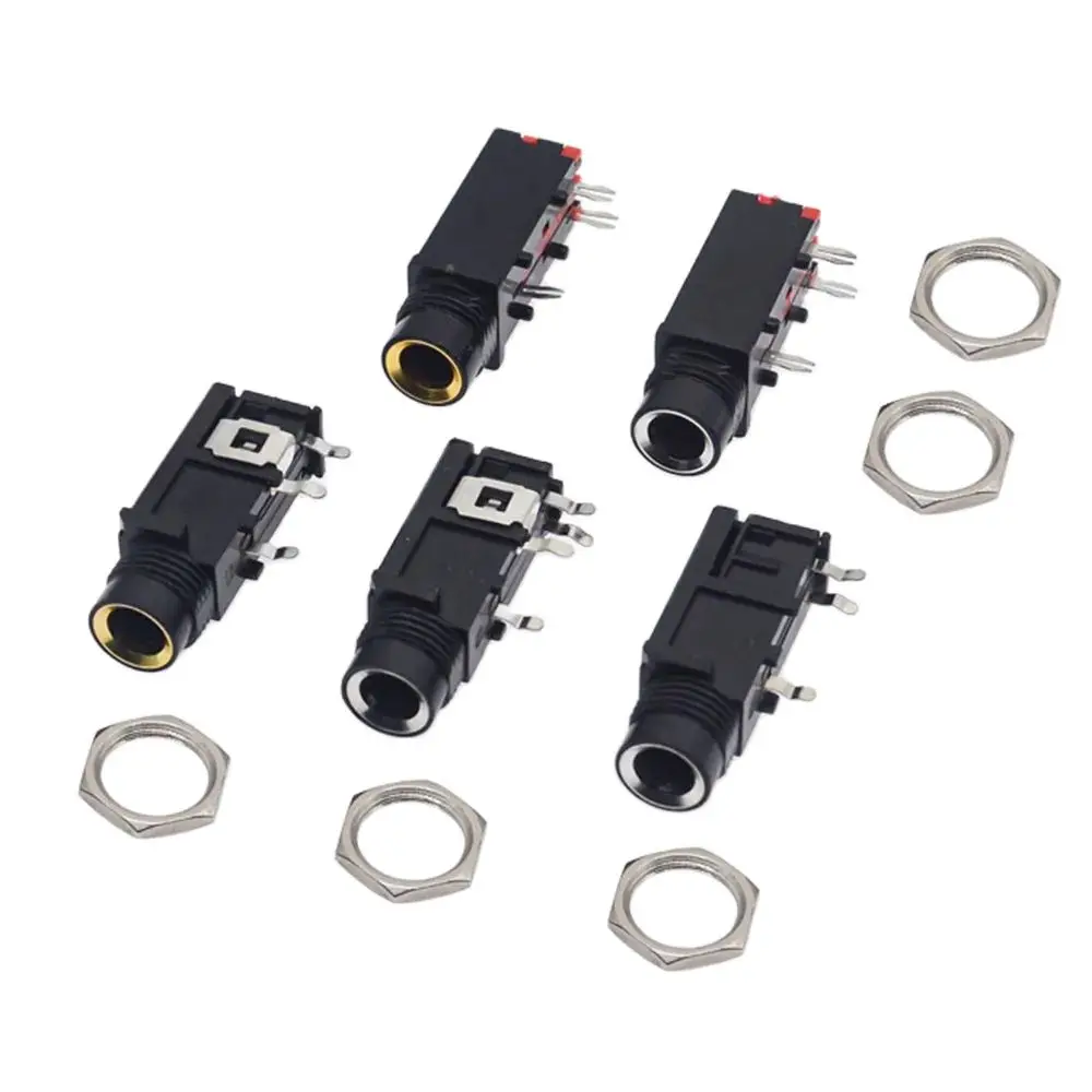 10Pcs  Audio Jack 6.35mm 3Pin/4Pin Mono Audio  Dual Channel  Audio Socket Microphone Welding Line For Microphone Socket