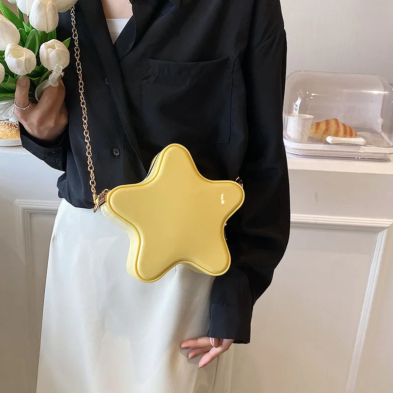 Star Shape Women\'s Crossbody Bag Cute Pink Shoulder Handbag With Chain Candy Color Luxury Designer Kid\'s Fashion Mini Coin Purse