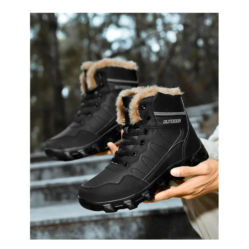 

Waterproof Men’s Winter Boots, Faux Fur Lined & Breathable, Chunky Sole for New Year’s Brunch & Snow Adventures