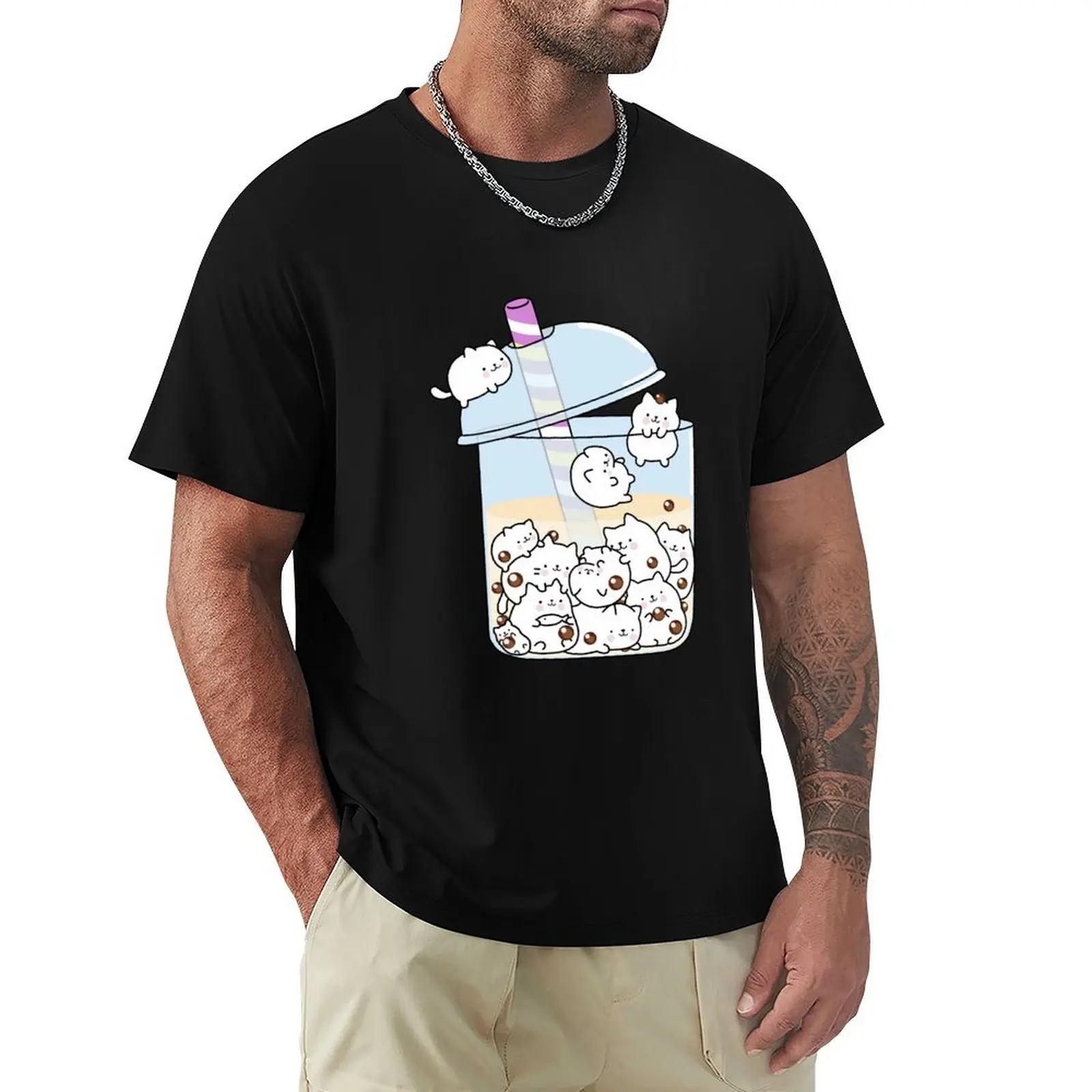 Chubby Cats Love Boba! T-Shirt Summer Holiday T-Shirt