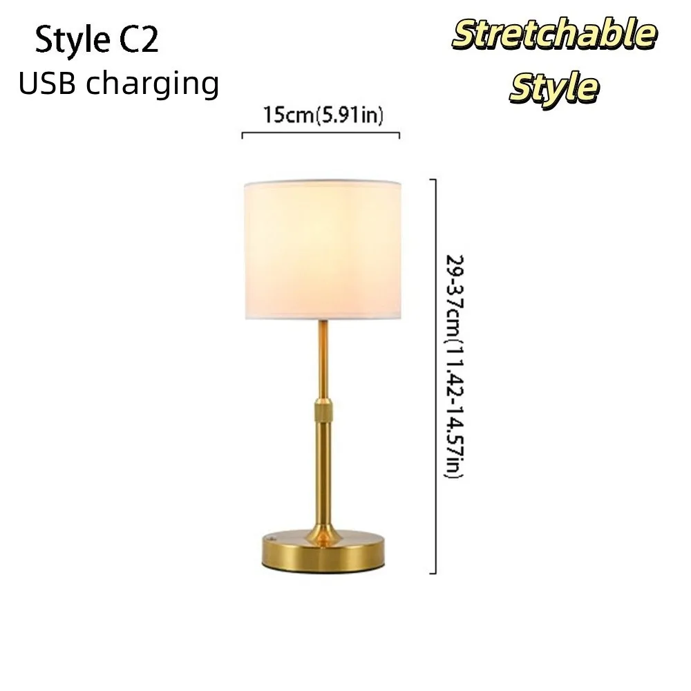 Ideal Fabric Touch Table Lamp Metal 3-Level Dimmable Rechargeable Table Lamp Gold 2700K Color Temp Bedside Lamp Living Room