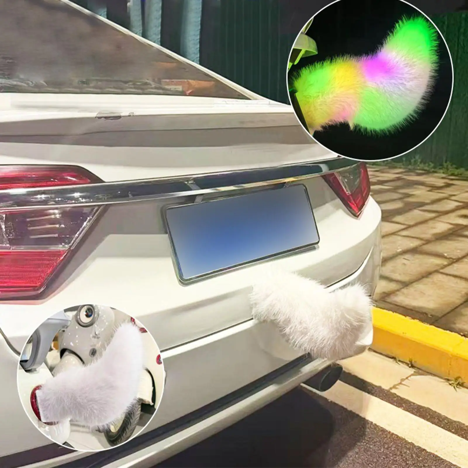 Wagging Furry Tail For Car Voice And Remote Control Rechargeable Light Moving Tail For DIY Decoration Truck Vehicle SUV Bumper