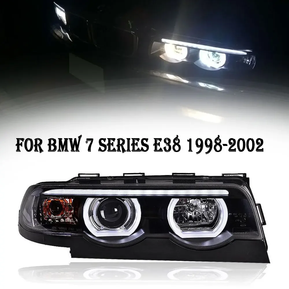 

2pc LED Headlights For BMW E38 LED Headlight 1998-2002 Headlights E38 7 Series DRL Turn Signal High Beam Angel Eye Projector