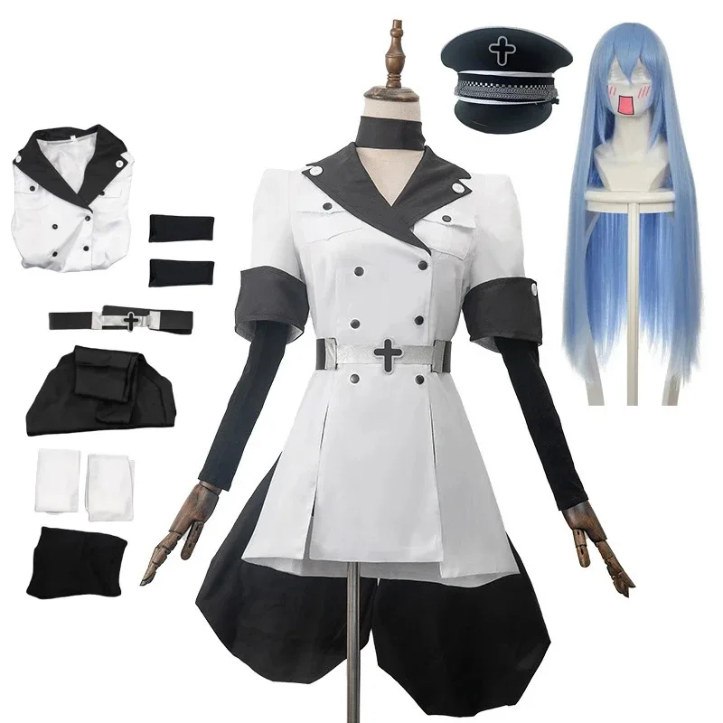 

XT8Esdese Akame Ga Costume Hat Wig Anime la KILL Esdeath Cosplay Women Party Role Play Suit OutfiXT6@!