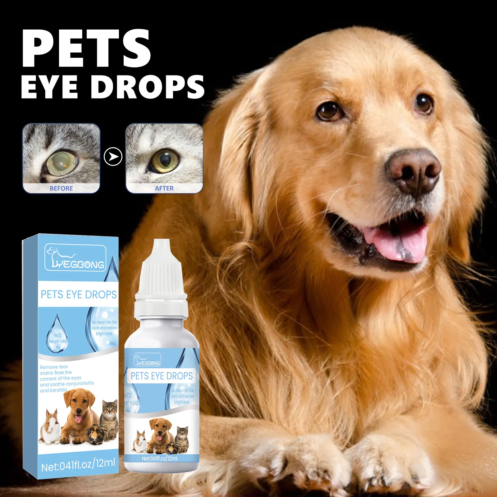 Cats Dogs Pet Eye Drops Eye Care Wash To Relieve Eye Discomfort-Contains Cassia Seed Extract Safe Cats Dogs Clean eyes products