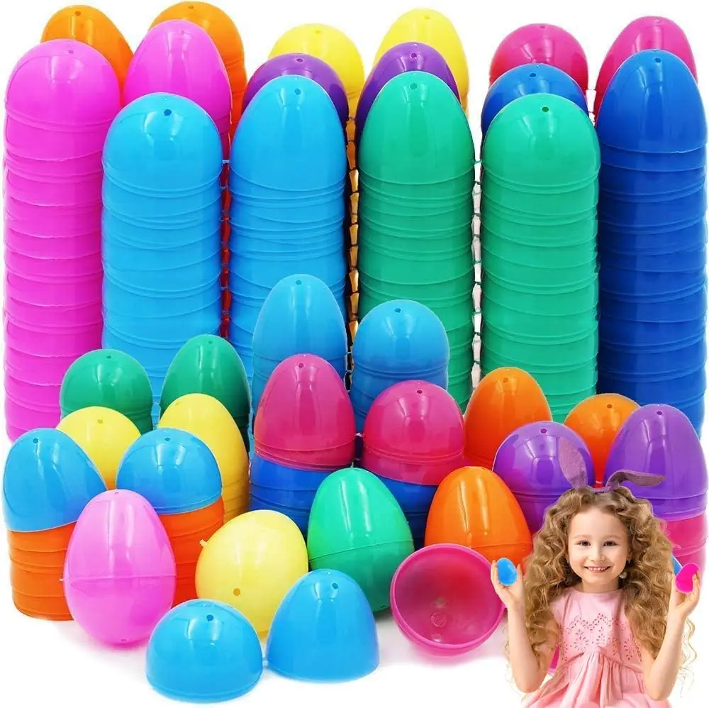 The Dreidel Company Fillable Easter Eggs with Hinge Bulk Colorful Bright Plastic Easter Eggs, Perfect for Easter Egg Hunt