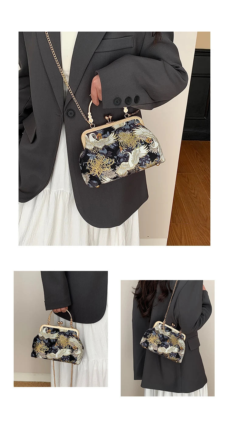 Silk Embroidery Crossbody Bag Patchwork National Style 2025 Hot Sale Bags for Women Hasp Simple Fashion Women's Handbags