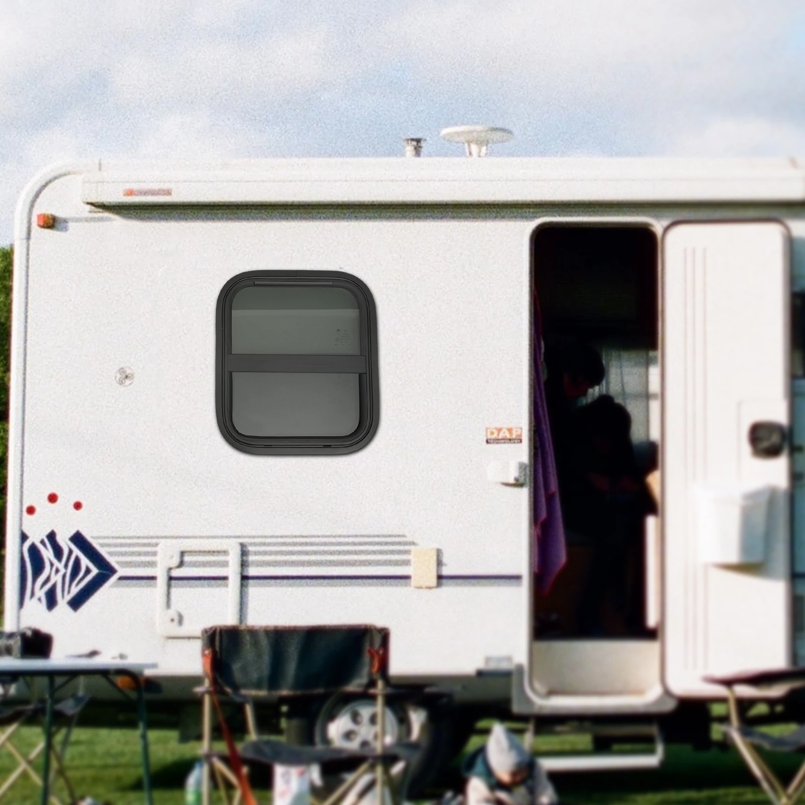 

14" W x 16" H Sliding RV Window, Vertical RV Window, Trailer Window, RV Window Replacement with Mounting Trim Ring, Black