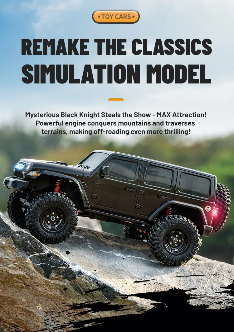 JJRC 1:18 Simulation Wrangler Climbing Vehicle C8801 Pro 2.4G Adjustable Speed 4WD Off Road Model Vehicle Toy For Kids Motor 370