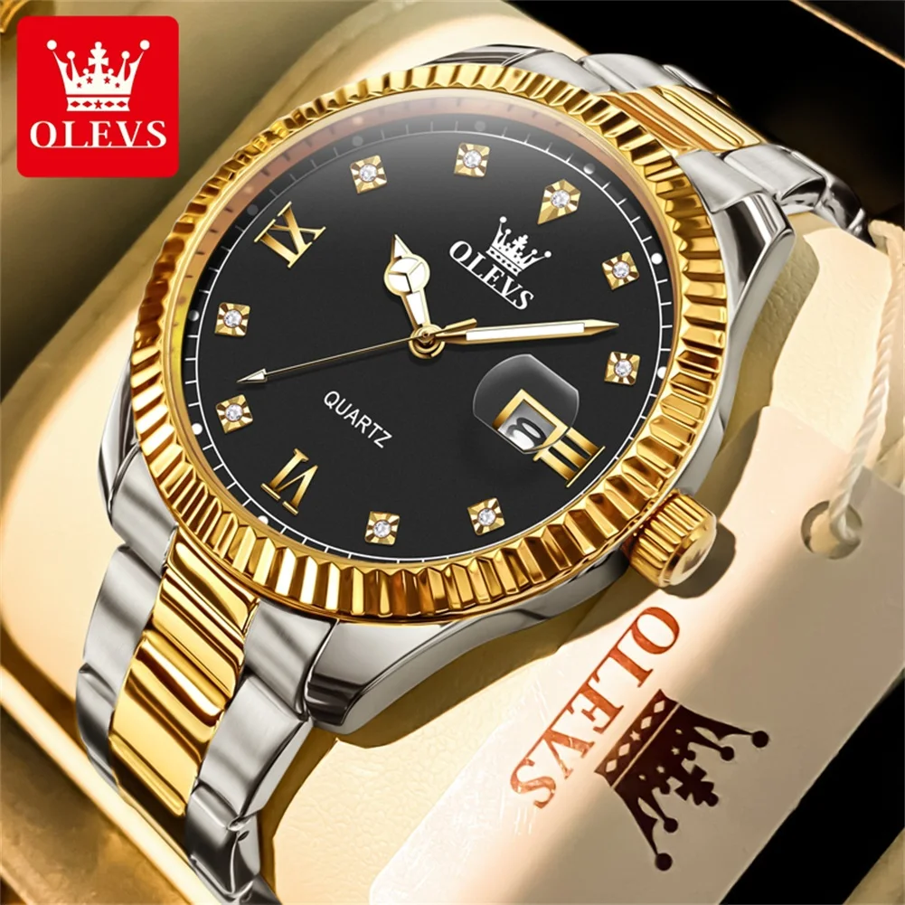 OLEVS 3623 ساعة رجالي الأكثر مبيعا الأعمال الأصلية الفاخرة العلامة التجارية ساعة كوارتز مقاوم للماء مضيئة التقويم ساعة معصم للرجل