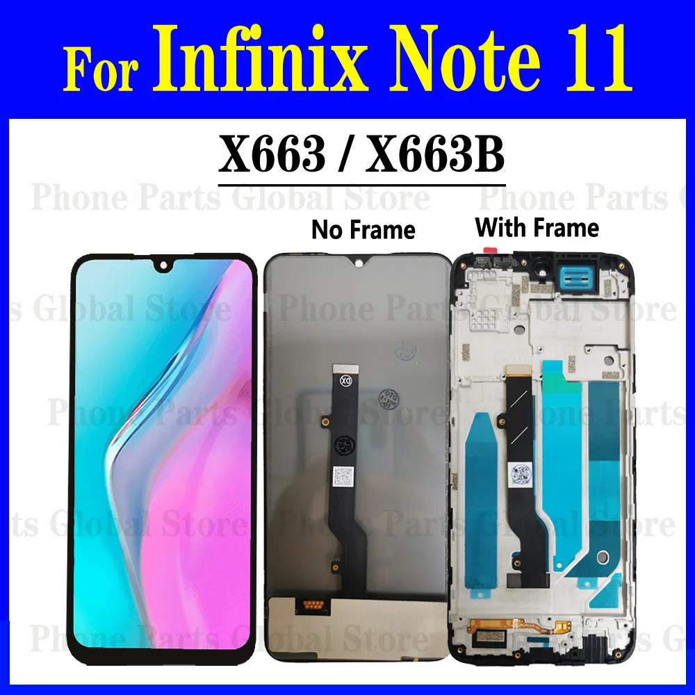 6,7-дюймовый ЖК-экран для Infinix Note 11 X663 X663B с рамкой, сенсорный дигитайзер, сенсор в сборе, замена Note 11 X663, ЖК-дисплей
