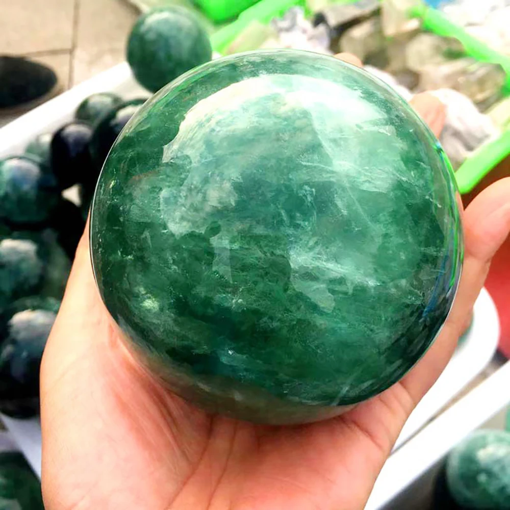 6-7cm/2.36-2.76inch Natural Green Fluorite Crystal Ball with Wooden Stand Polished Reiki Healing Chakra Stone for Clarity Focus Balance Meditation Yoga Feng Shui Home Office Desk Decor Display Emotional Healing Gift for Crystal Lover Collection view 6