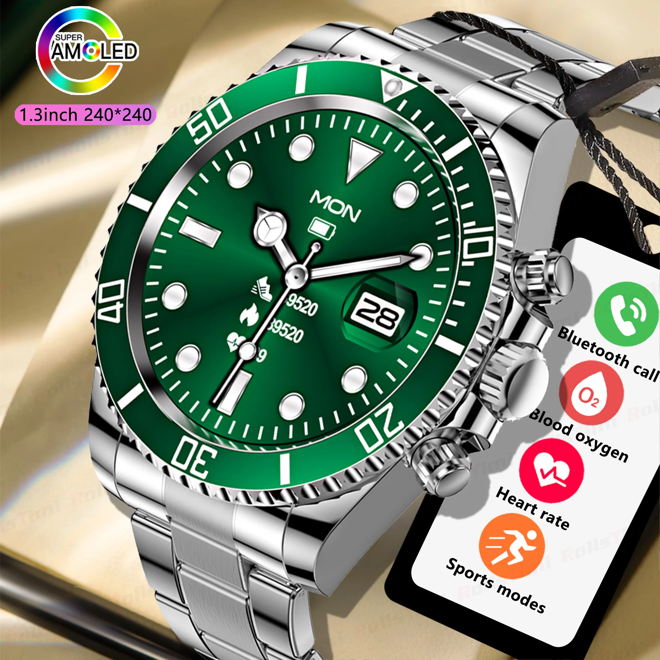 2025 New Men's Smart Watch Heart Rate Blood Oxygen Monitoring Bluetooth Calls IP68 Waterproof for Sports Fitness Business