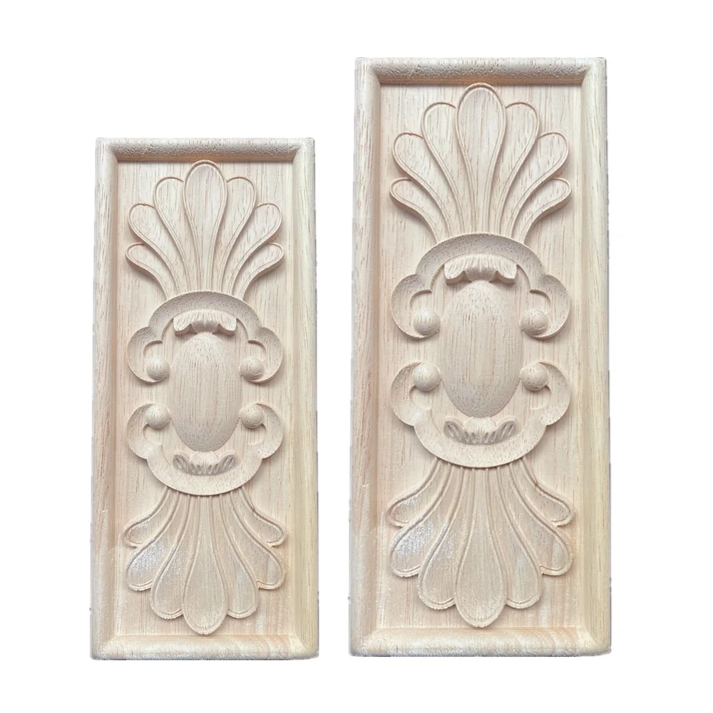 1PC 20/23cm Wood Carved Long Applique Frame Corner Onlay Unpainted Furniture Home Decor Garden Decoration Accessories Door