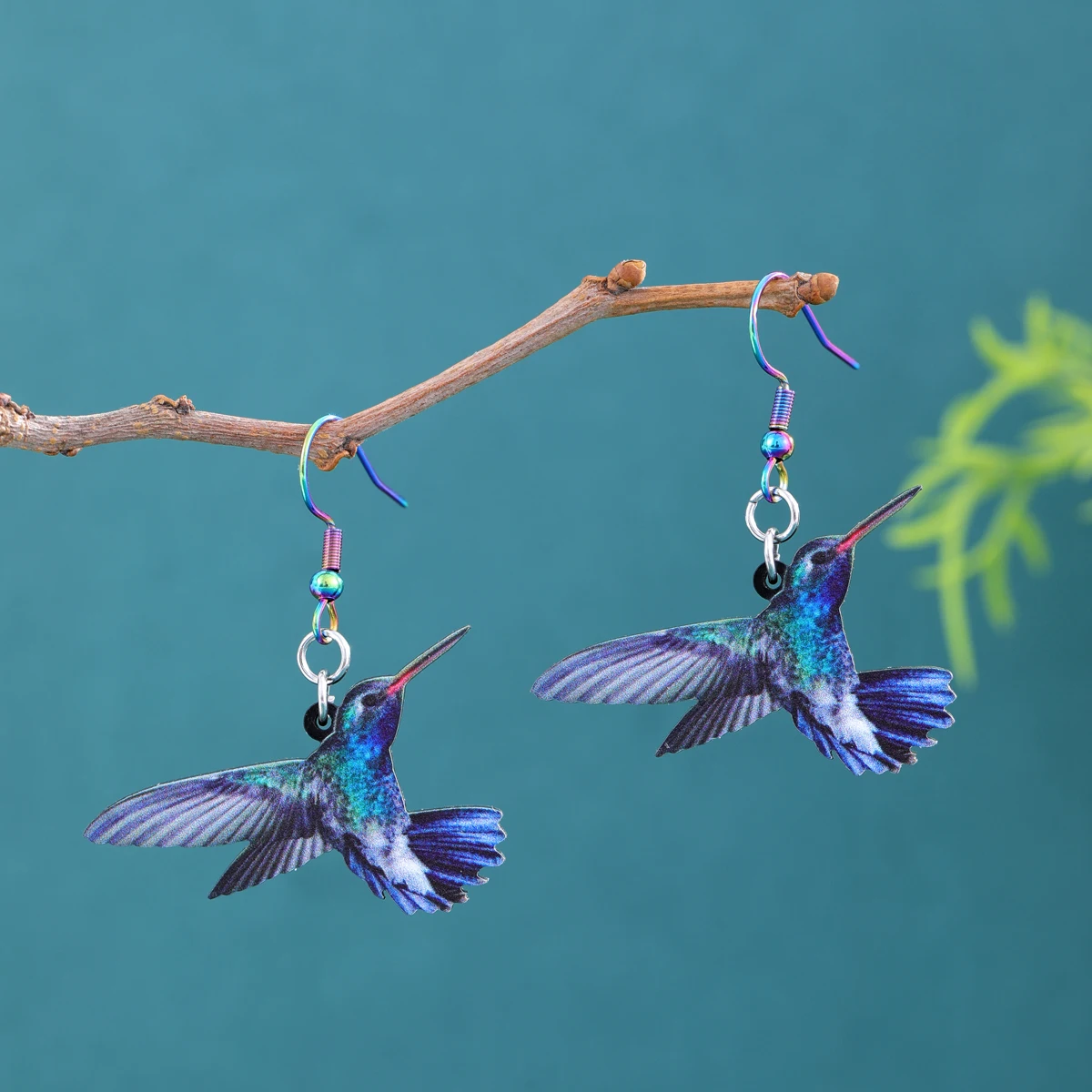 1 cute animal bird earrings, colorful spread wings hummingbird earrings, a perfect personality gift for men and women