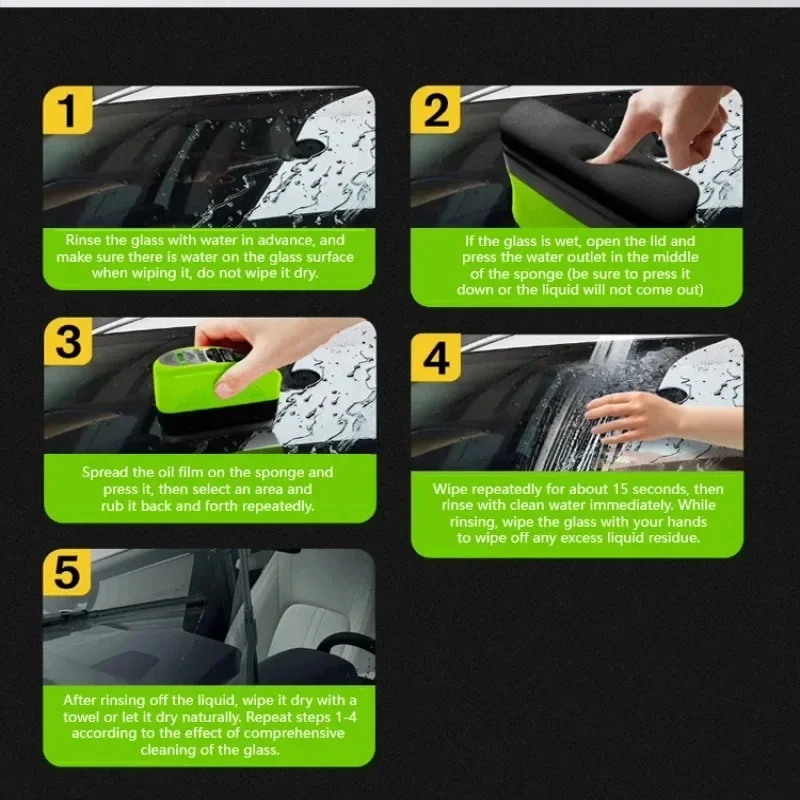 Auto-Glas-Ölfilm-Entferner-Set Leistungsstarker Windschutzscheibenreiniger Schwammbürste Wasserflecken-Entferner Auto-Detailing-Werkzeuge Auto-Öl-Entferner – Detail 2