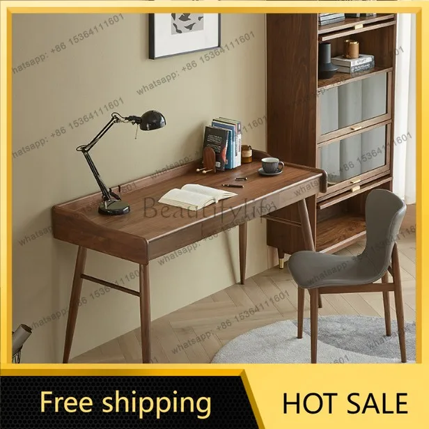 Factory Direct Sales Desk Solid Wood Nordic Style Japanese Workbench Furniture Black Walnut