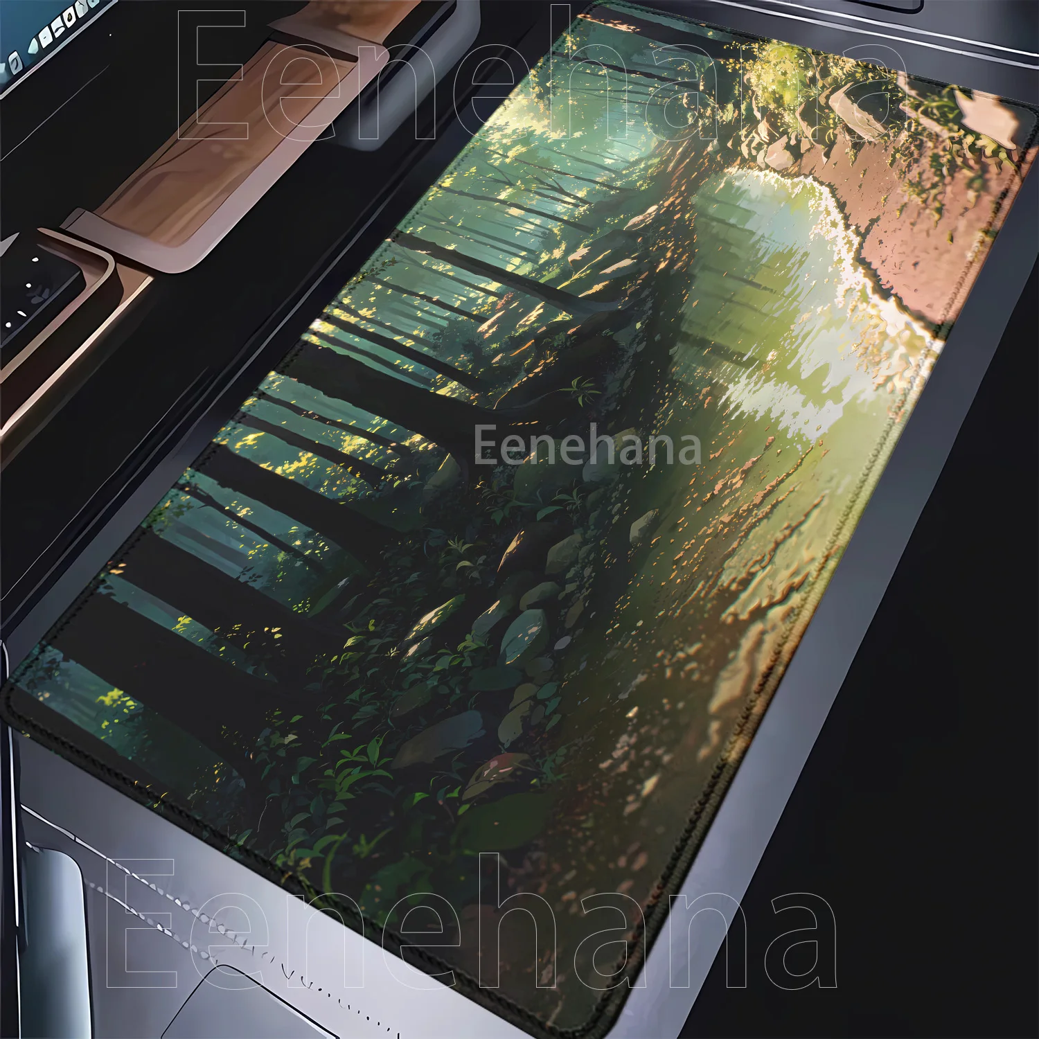 Waldlandschaft Ästhetik Mauspad Gaming 400x900mm Mauspad Computer-Tastatur HD-Druck Bürozubehör Overlock-Schreibtischunterlage
