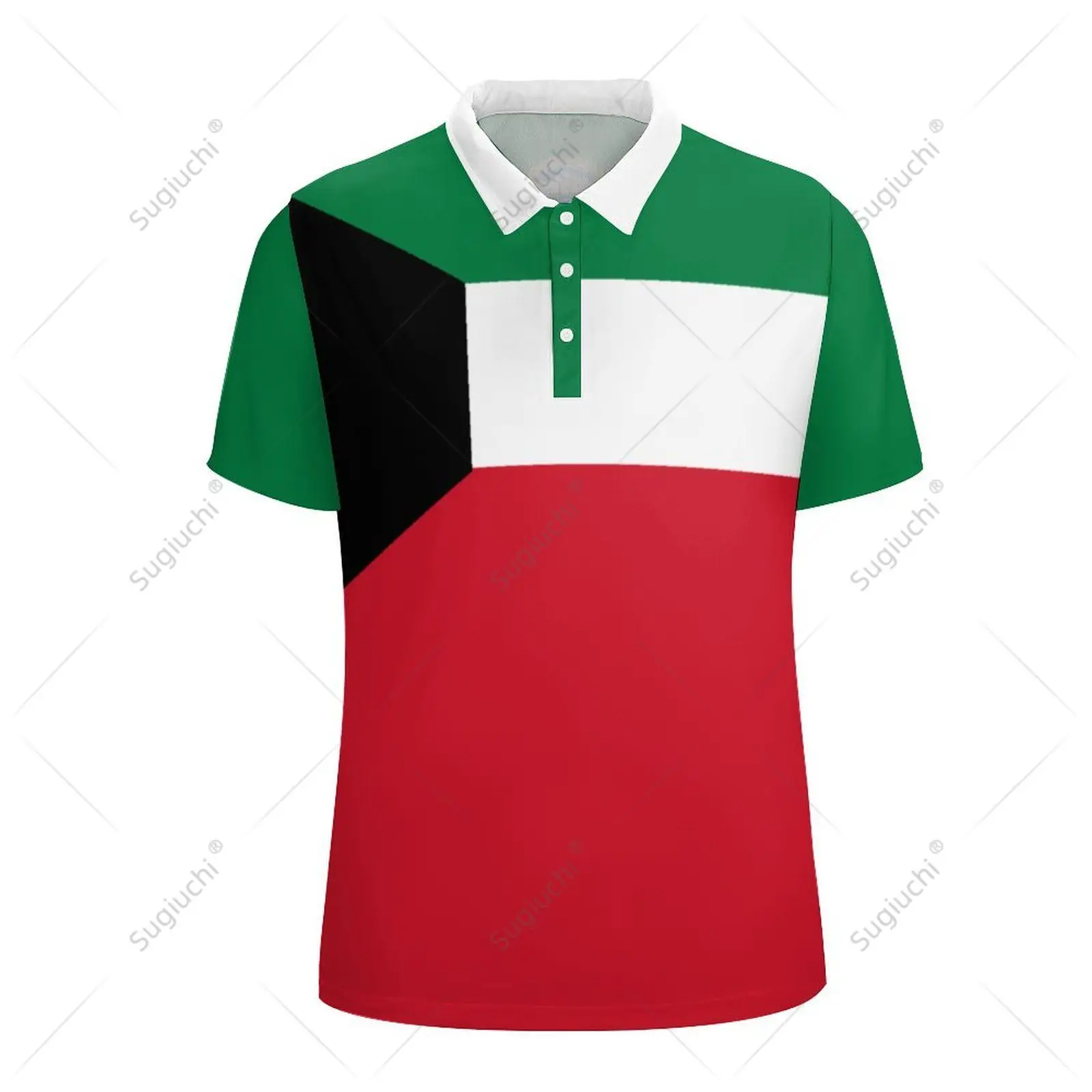 للجنسين قميص بولو علم الكويت 3D طباعة رجل بولو أزياء الملابس الرياضية قصيرة الأكمام #2