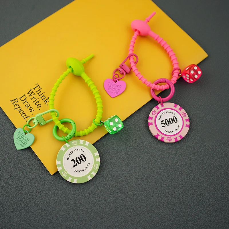 Good Luck Chip Keychain Pendant Club Number Plates Creative Backpack Bag Accessories Trendy Strategy Key Chain Dice Stylish Gift image 3