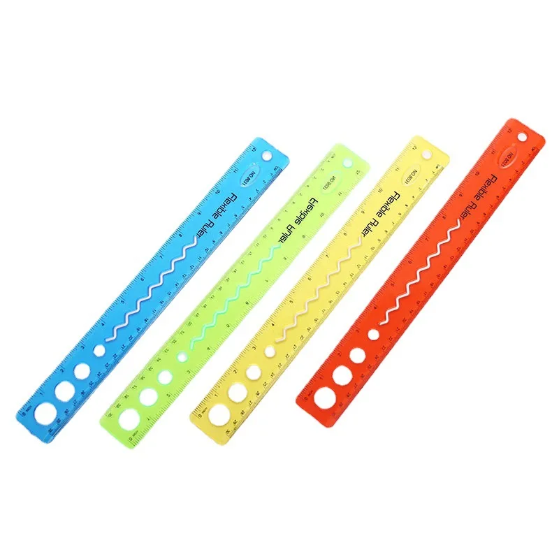 2 Pcs Multicolour Flexible Soft Ruler Creative 30cm Straight Rulers Plastic Drawing Tools Student Stationery Supplies