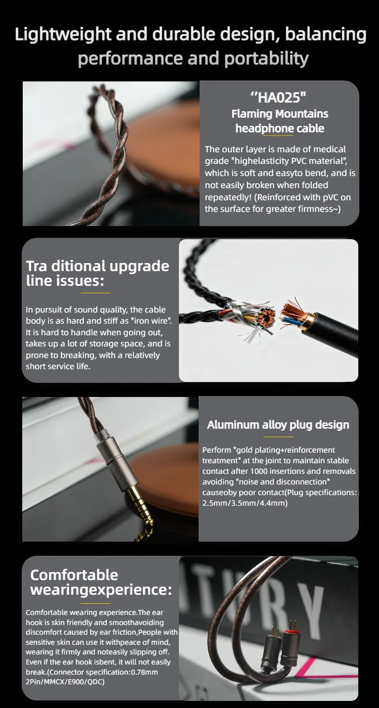 XINHS HA025 HiFi-Kopfhörer-Upgrade-Kabel MMCX 0,78 mm 2PIN IE900 4,4 mm symmetrisch geeignet für SA6 MK2 TANGZU FUDU VERSE 2 hifi headphone 3.5mm cables headphone 3.5mm cables iem balanced cable white wale cable – Detail 2