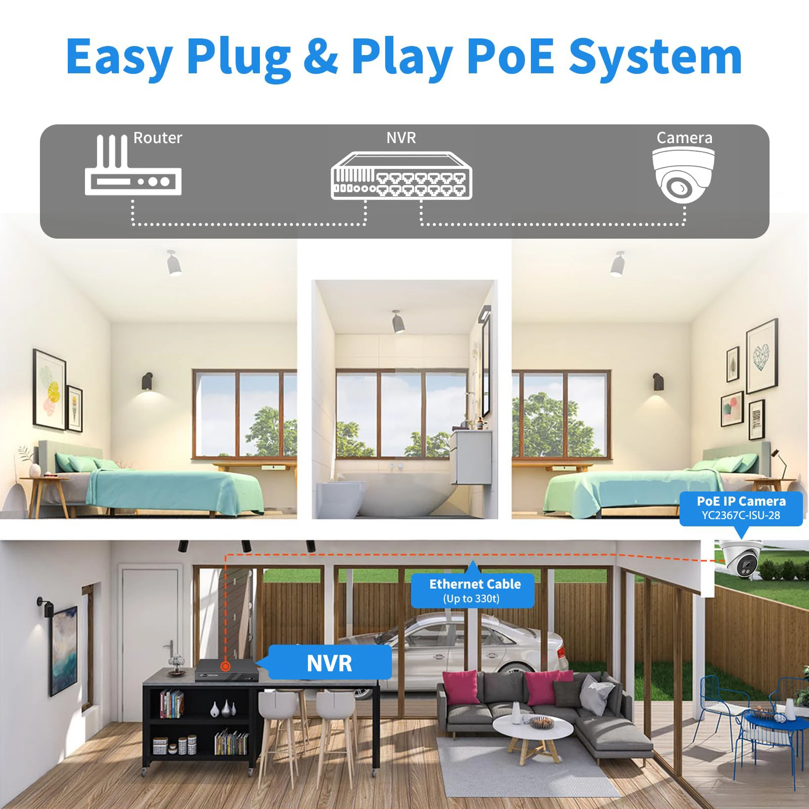 VIKYLIN Hikvision Compatible Full Color 8MP Turret IP Camera People Car Detection Outdoor Security Video Surveillance POE Camera