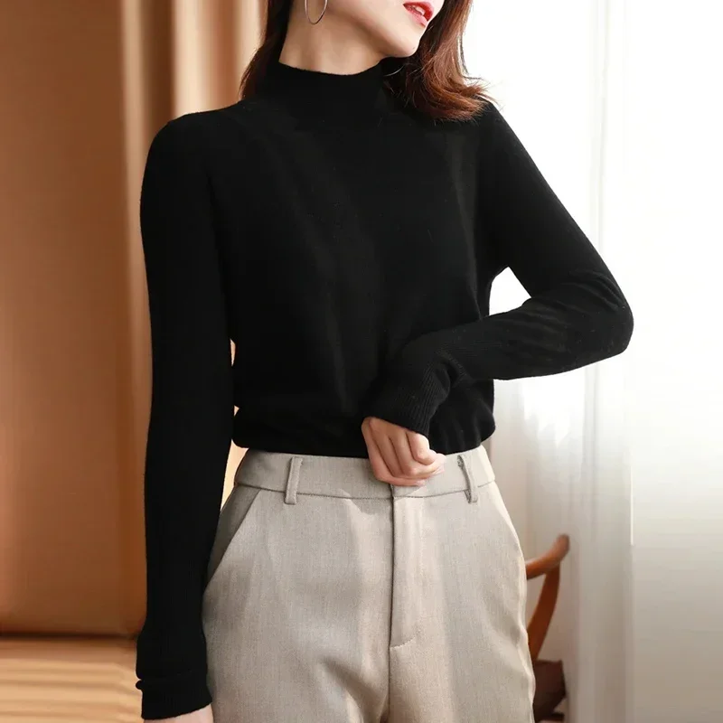 

Autumn Winter chic Bottom Sweaters Women Fashion Turtleneck Pullover Slim Long Sleeve Knitted Jumpers Soft Warm Pull Femme Top
