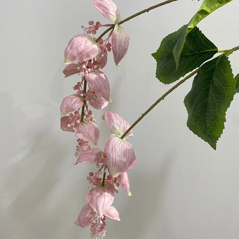 43 Zoll große, rosafarbene chinesische Puppenpflanze, künstliche Blumen, tropische Medinilla Magnifica, künstliche Blumen für Zuhause, Party, Geschäft, Hochzeitsdekoration – Detail 13