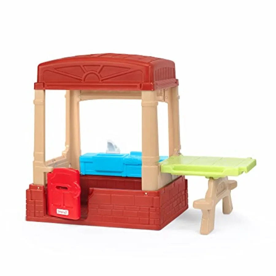 Indoor or Outdoor Cottage Picnic Playhouse for Toddlers: Wooden Structure, Pastel Blue, Weather-Resistant Easy Assembly