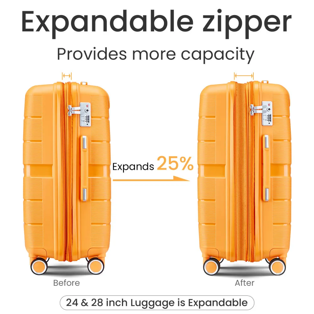 Luggage Sets 4 Piece(14/20/24/28) PP Lightweight & Durable Expandable suitcase