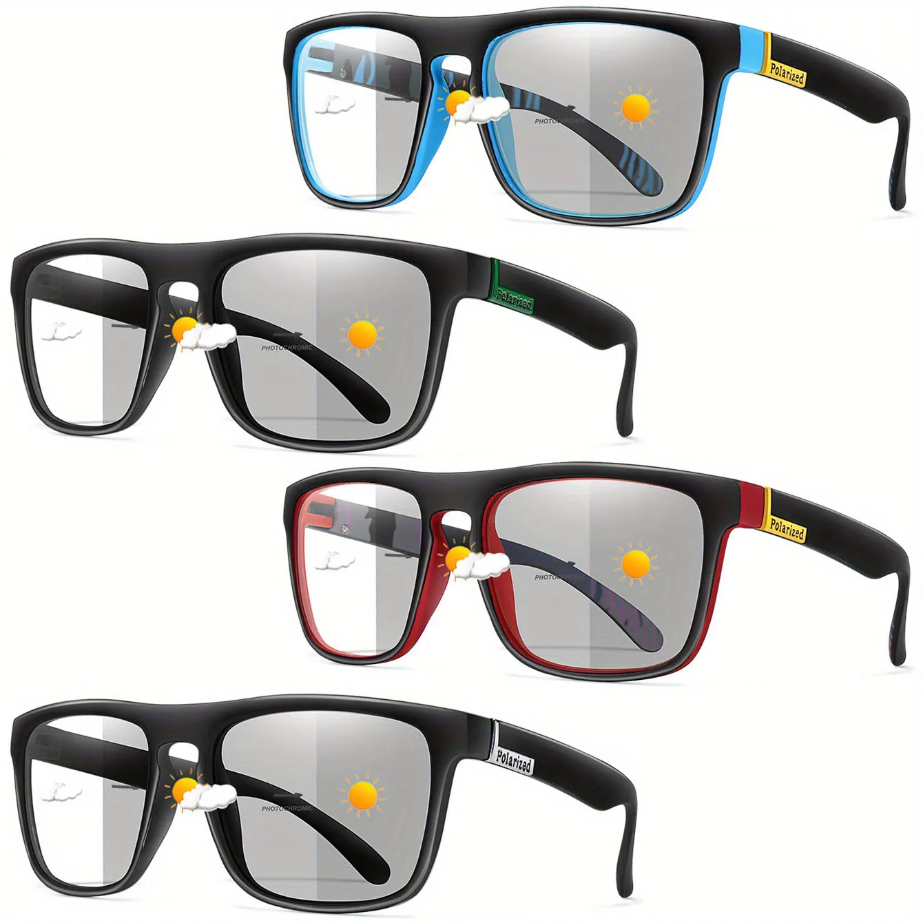

2PCS Photochromic Polarized Sports Vintage Sunglasses Men Women Fishing Cycling Driving Mountaineering Chameleon Glasses UV400