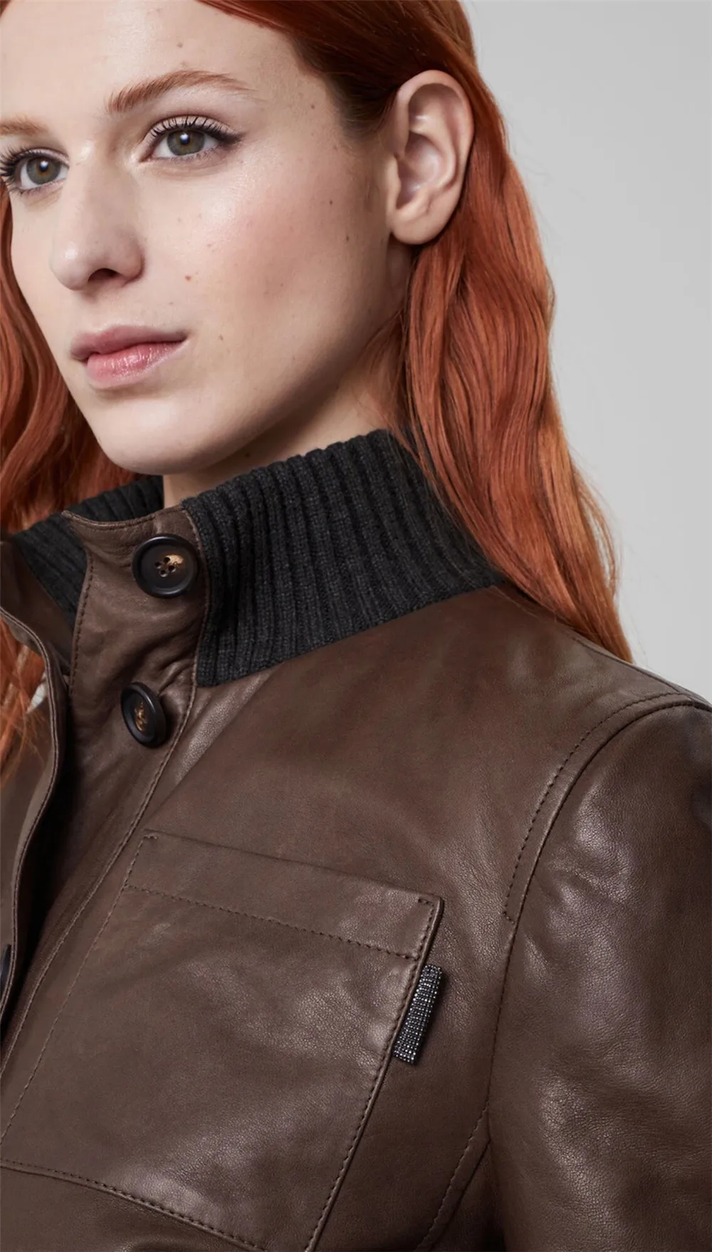 Women Leather Jacket Coat B*C New Fall Elegant Half Turtleneck Outerwear Woman Winter Warm Windproof Coat Tops