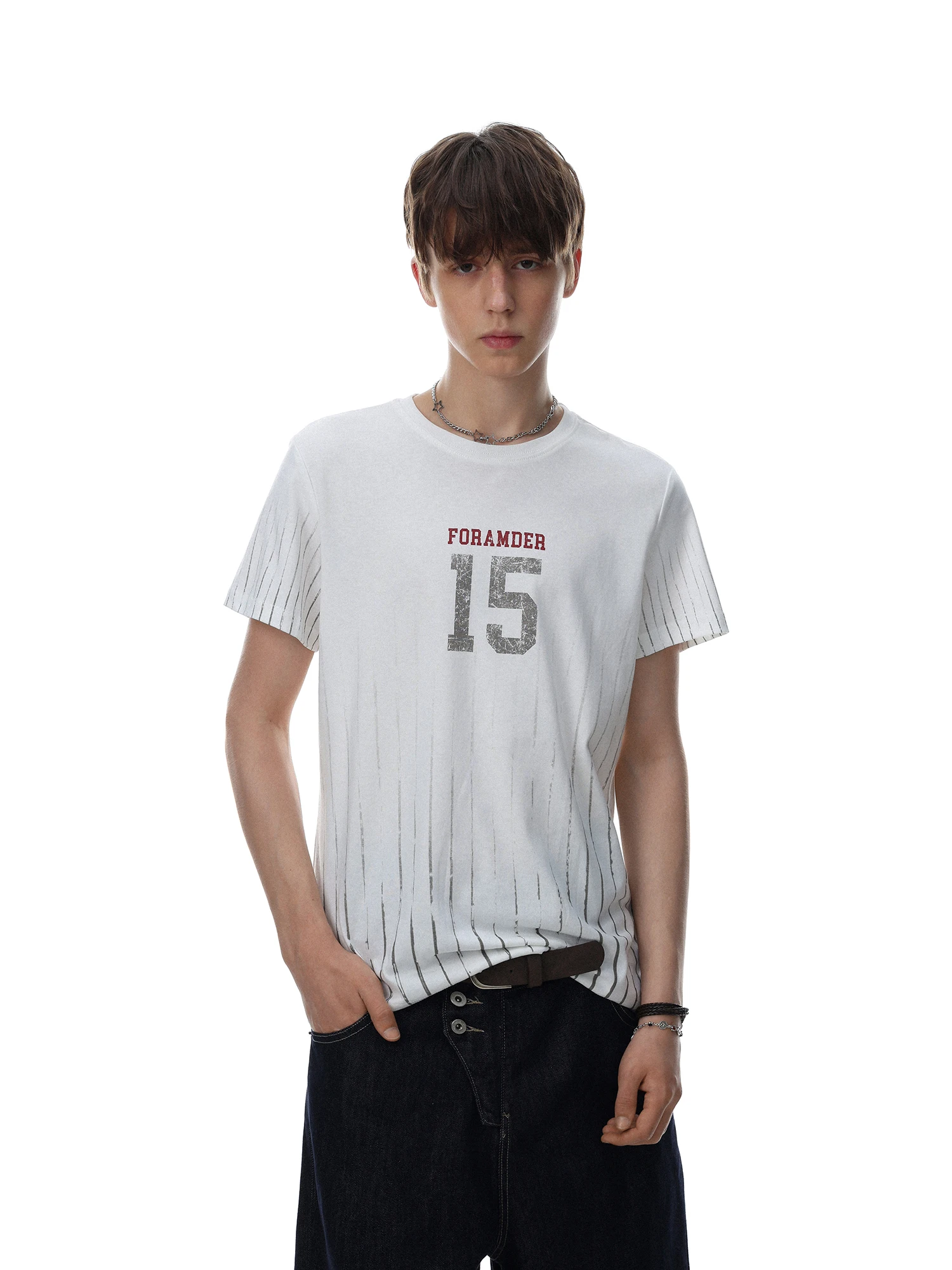 Retro American Style Short Sleeve T-Shirt Men Women Shoulder Width Regular round Neck Digital Print Cotton Casual Top