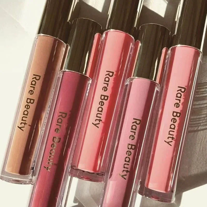 Rare Beauty Glossy Lip Blam Mauve Apricot Rose Petal, Brillo Labial Nutritivo, Happy Hope Wonder Honesty, Lápiz Labial Hidratante