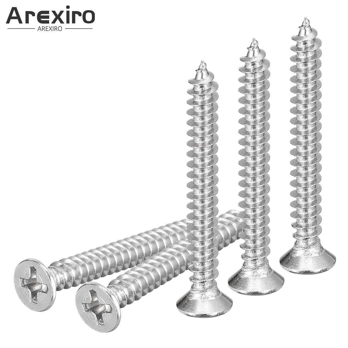 4x35mm 304 Stainless Steel Countersunk Head Self Tapping Screws, Cross Recess Flat Head Wood Metal Fasteners Hardware