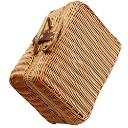 Imitazione Rattan Decor Travel Decor tessuto simulato intrecciato a mano cestino retrò cesto da Picnic in vimini