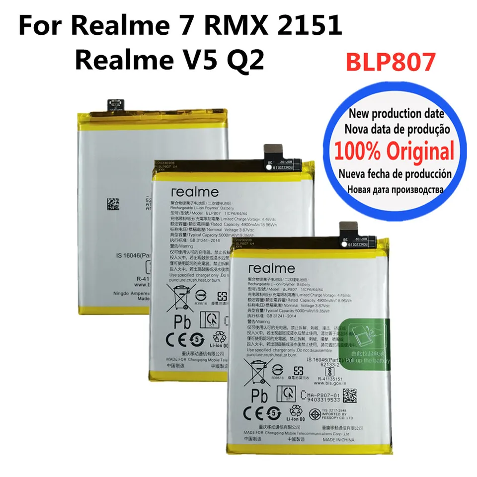 New 100% Original Battery BLP807 For Oneplus Realme 7 V5 Q2 RMX