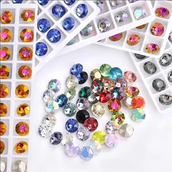 Round Glass Rhinestones For Jewelry Making Crystals Rhinestone Beads High Quality Glitter Glass Stones for Clothing Shoes Bags