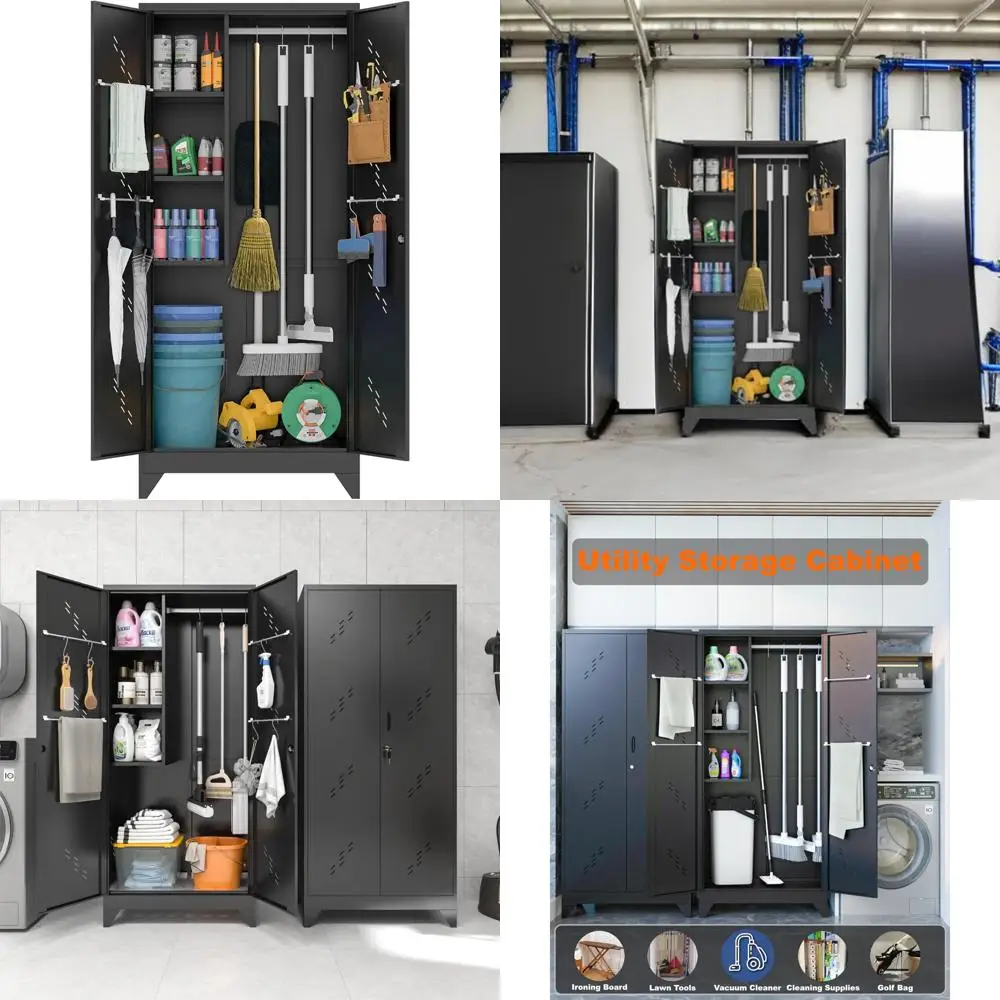 

Прочный металлический шкаф для хранения 75 для надежного гаражного хранения с запираемыми дверцами и прочной организации инструментов