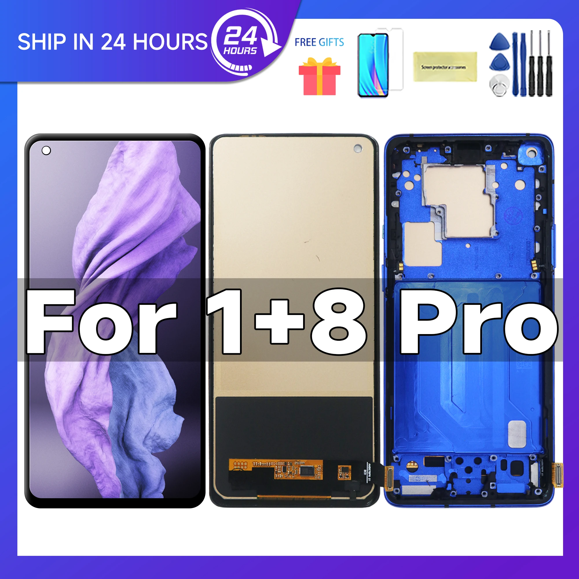 6.78\'\'For OnePlus 8 Pro Tested 1+8Pro IN2023 IN2020 IN2021 LCD Display Touch Screen Digitizer Assembly Replacement